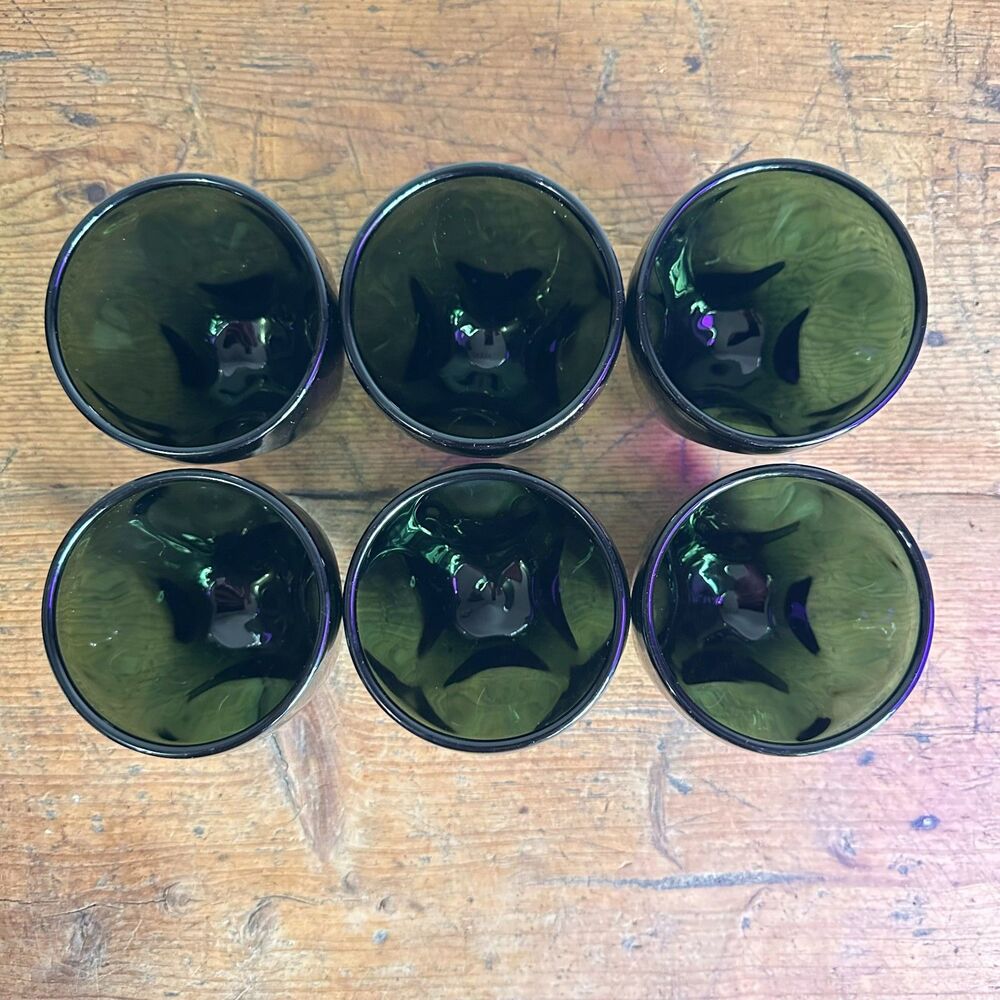 6 MCM Russel Wright Imperial Pinch Glass Tumblers Vintage 4" Blown Verde Green - Picture 3 of 7